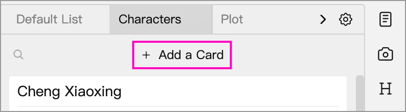 Add a Card button above the list