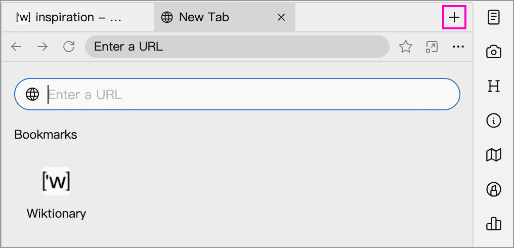 Bookmarks on a new tab