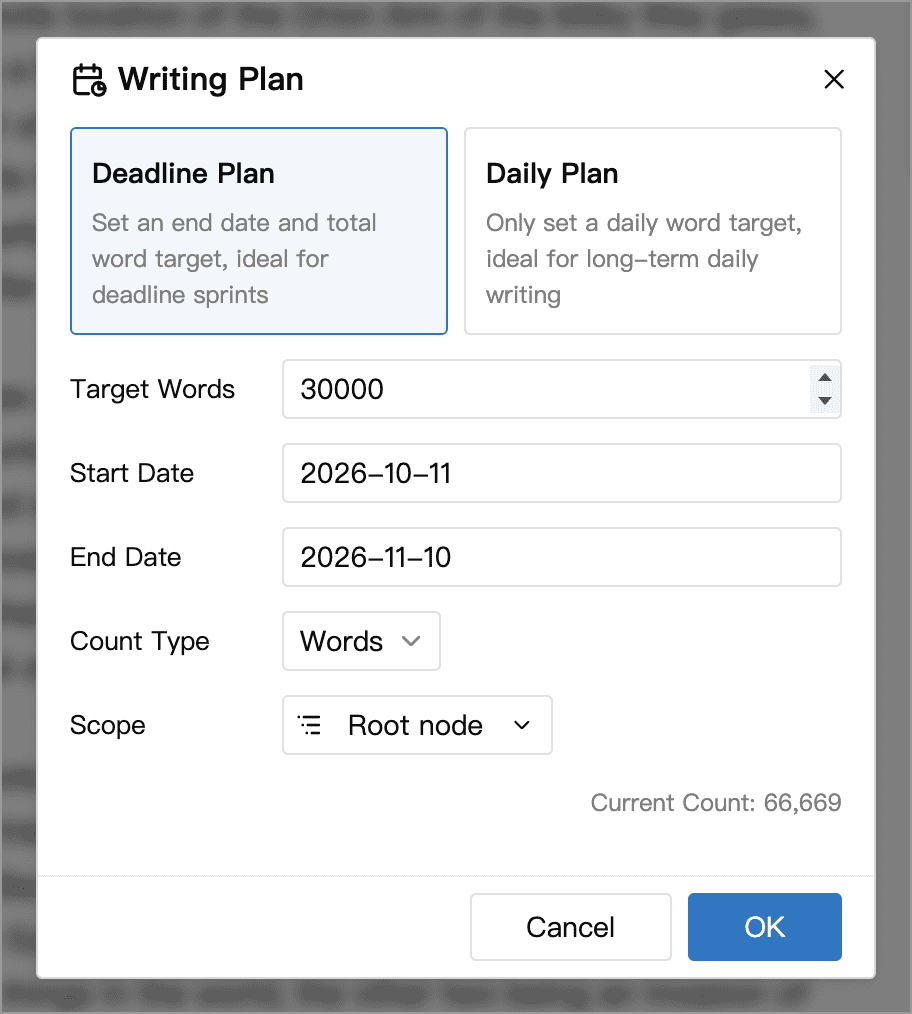 Create a deadline writing plan