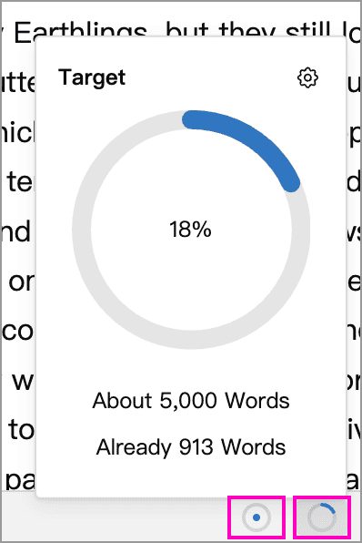 Writing plan and document target rings in the status bar
