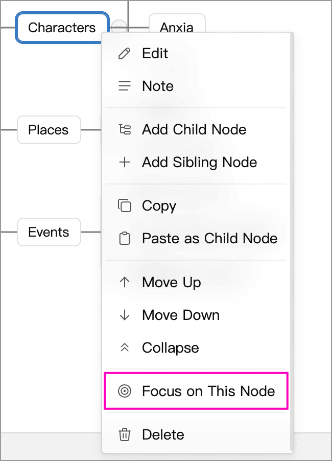 Focus on This Node in the node context menu