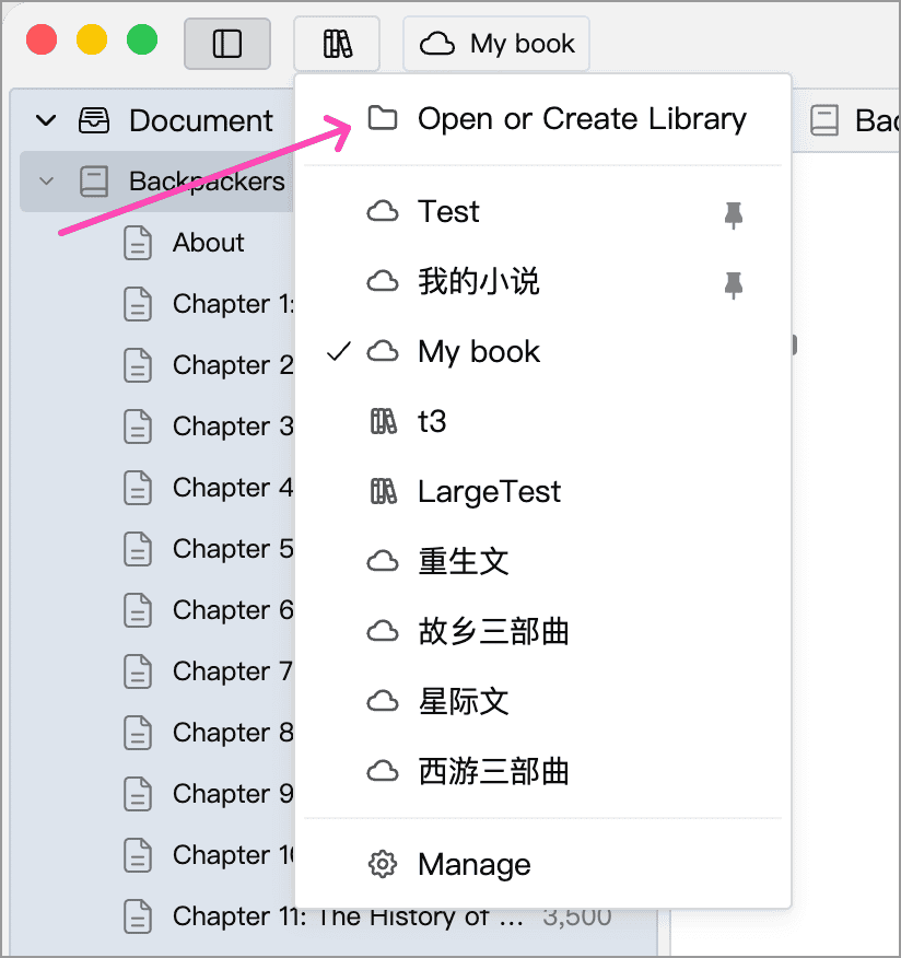 Open or create a Library