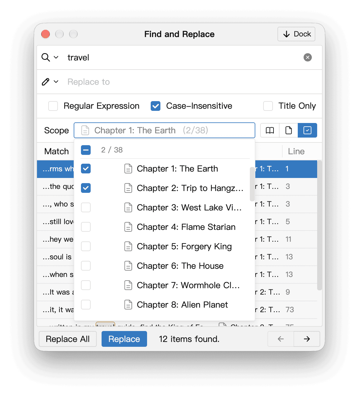 Choose the documents to search