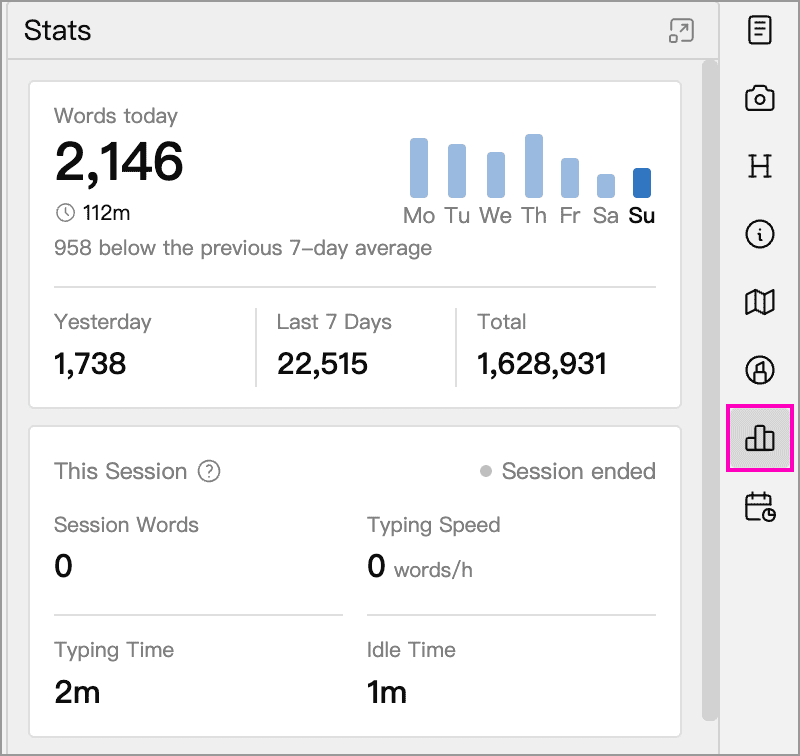 Stats panel and its toolbar button