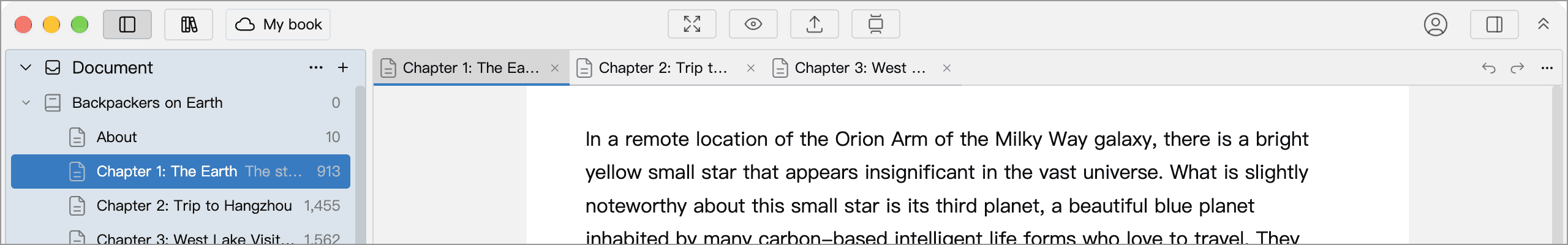 The tab bar at the top of the editor